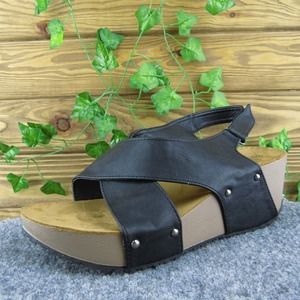 Agape Women Ankle Strap Sandal Shoes Black Synthetic Size 9‎ Medium